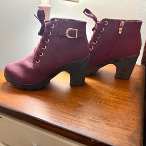 Women's Burgundy Ankle Boots